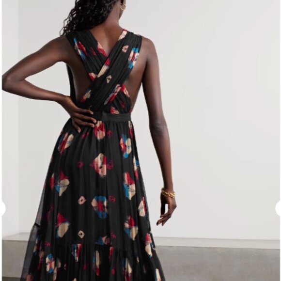 Ulla Johnson Sarai Sleeveless Silk Handkerchief Midi Dress - Picture 3 of 6